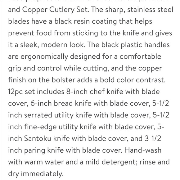 New In Box COPPER Faberware 12 piece Cutlery Knife Set - Picture 7 of 8